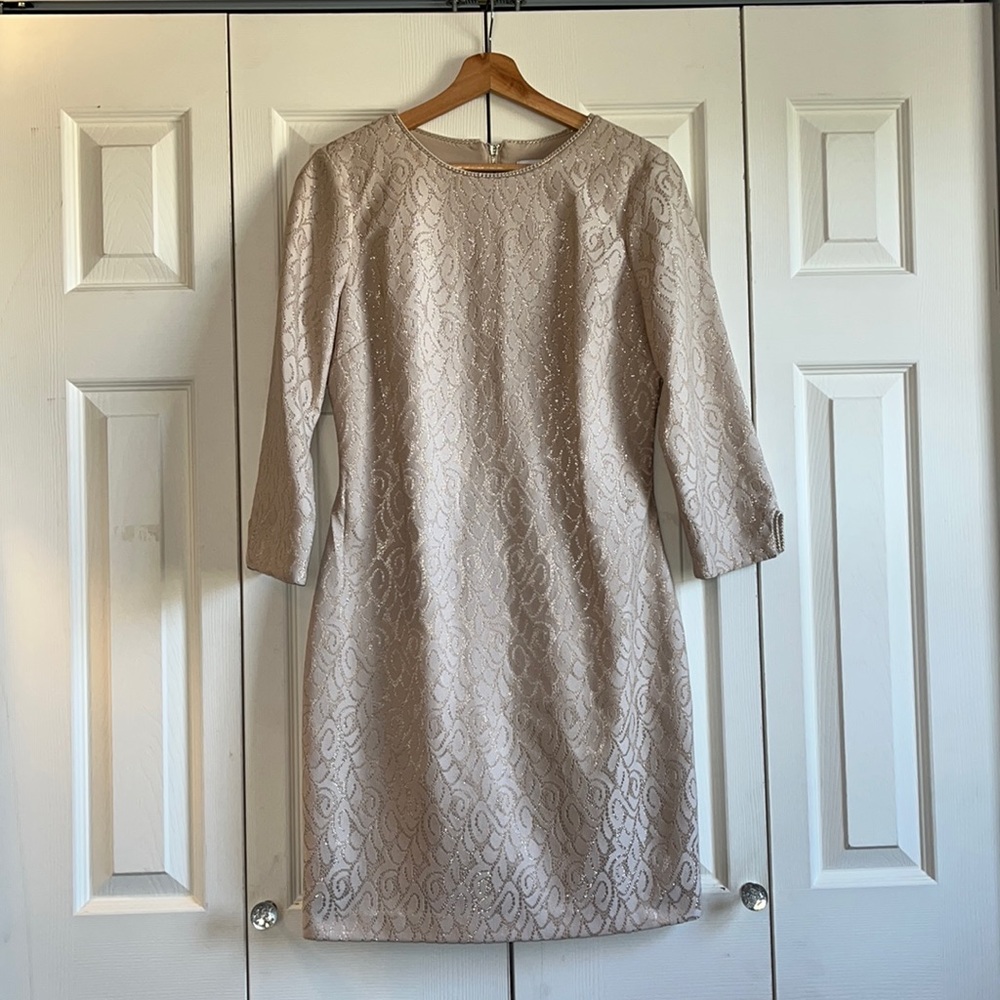 Sparkly Badgley Mischka special occasion sheath dress size US 10